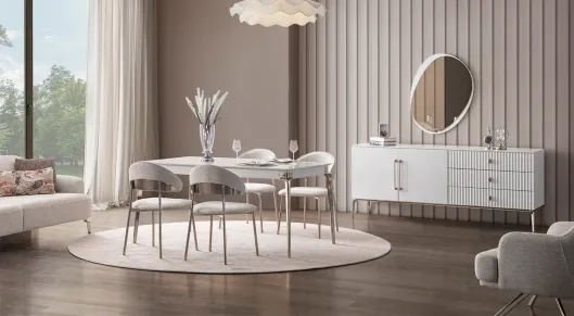 Product img 1, Bronz Metal Ayaklı Modern Yemek Odası Takımı